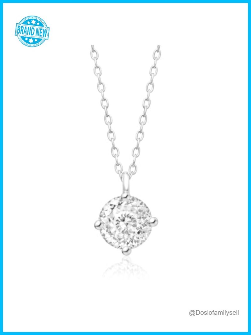 2CT Moissanite Solitaire Pendant Necklace Sterling Silver Adjustable Chain